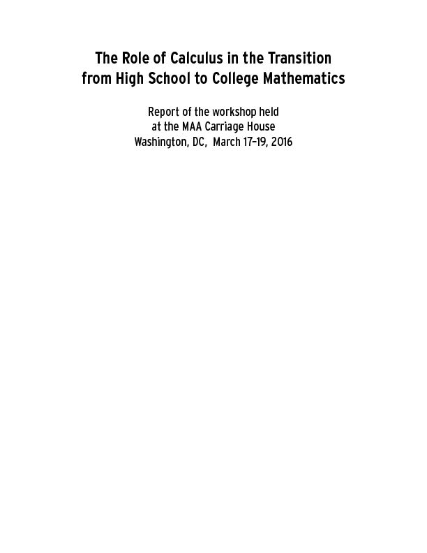 [PDF] The Role of Calculus in the Transition from High School to College