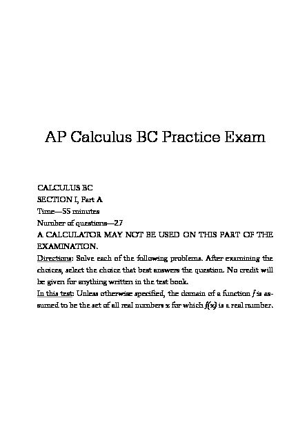 AP Calculus BC Practice Exam