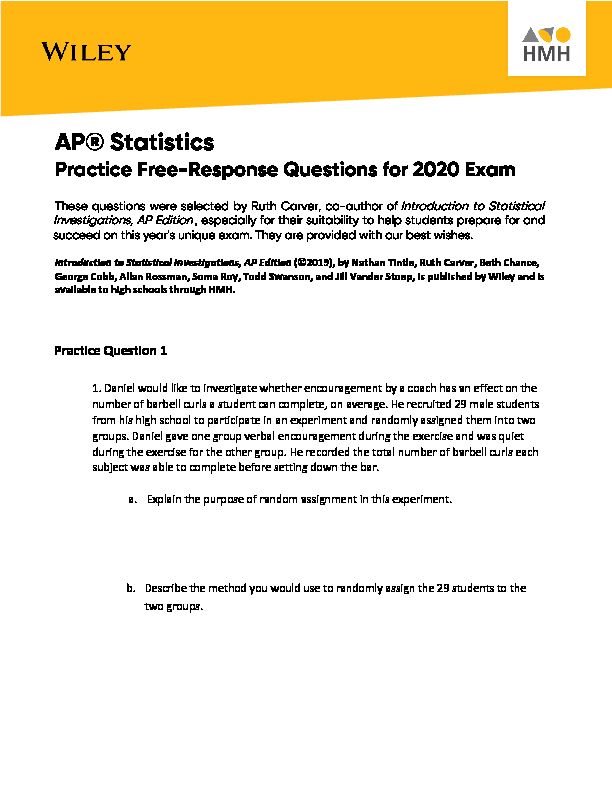 [PDF] AP® Statistics - Amazon S3