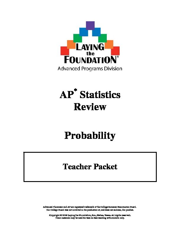 [PDF] AP Statistics Review Probability - Mrs Hetherington