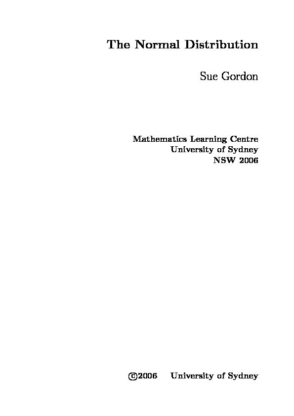 [PDF] The Normal Distribution Sue Gordon - The University of Sydney