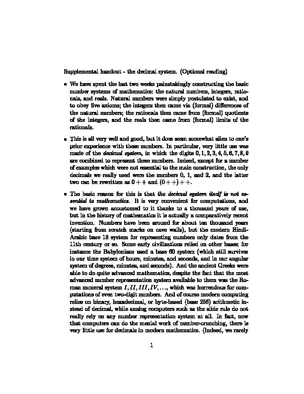 [PDF] Supplemental handout - the decimal system - UCLA Mathematics
