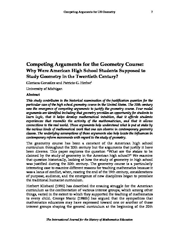 [PDF] Competing Arguments for the Geometry Course: - Math FAU