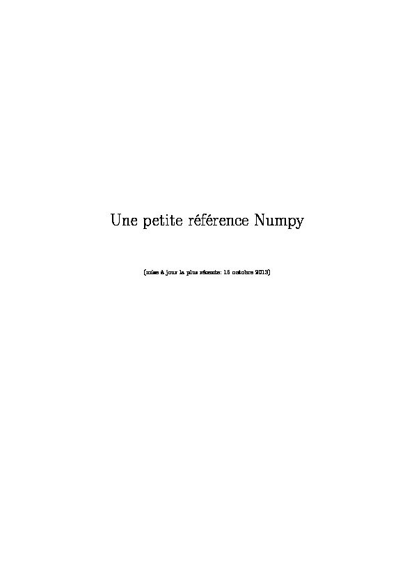 [PDF] Une petite référence Numpy - Pages Perso