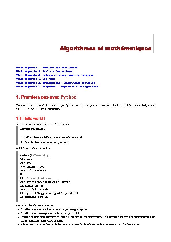[PDF] Algorithmes - Exo7 - Cours de mathématiques