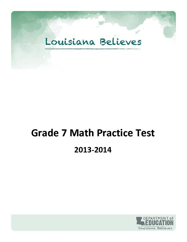 Grade 7 Math Practice Test