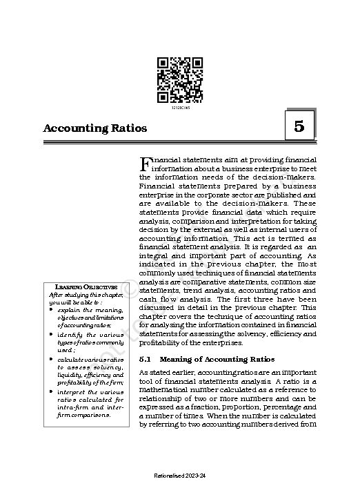 [PDF] Accounting Ratios - NCERT