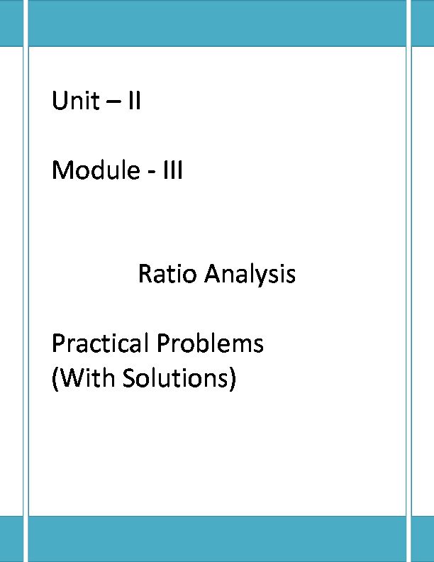 [PDF] Unit – II Module - III Ratio Analysis Practical Problems (With Solutions)