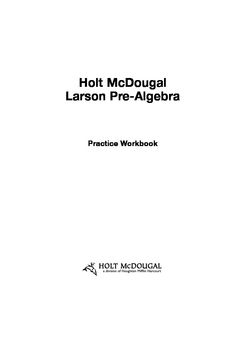 Holt McDougal Larson Pre-Algebra