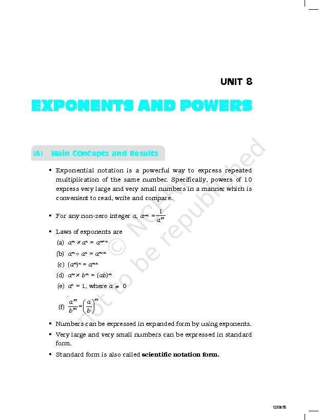 [PDF] Unit-8 Exponents and Powerspmd - NCERT