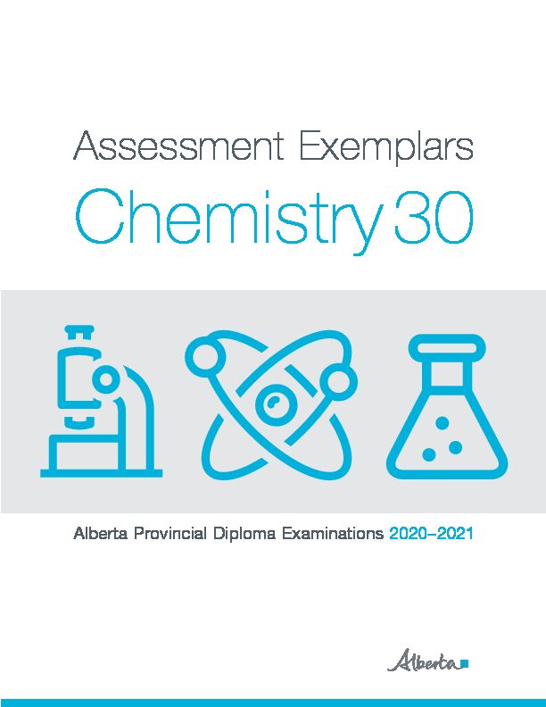 Chemistry 30 Assessment Exemplars 2020-2021