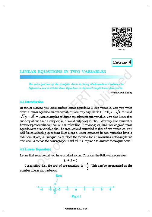 [PDF] LINEAR EQUATIONS IN TWO VARIABLES - NCERT