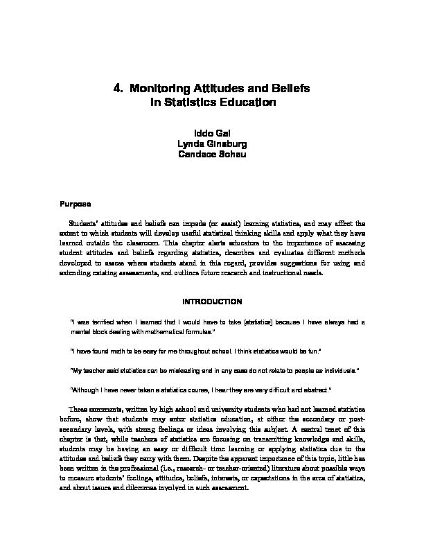 [PDF] 4 Monitoring Attitudes and Beliefs in Statistics Education - CAUSEweb