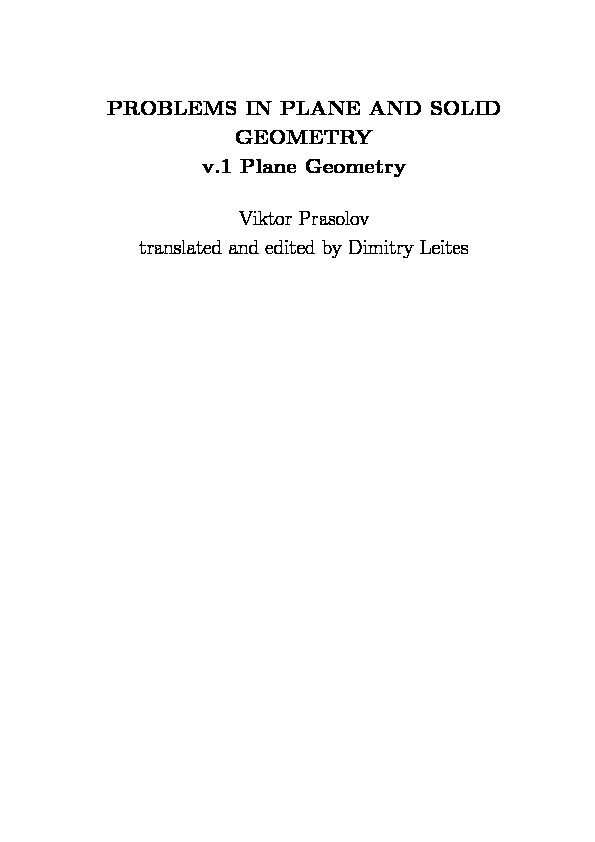 [PDF] PROBLEMS IN PLANE AND SOLID GEOMETRY v1 Plane  - mathe