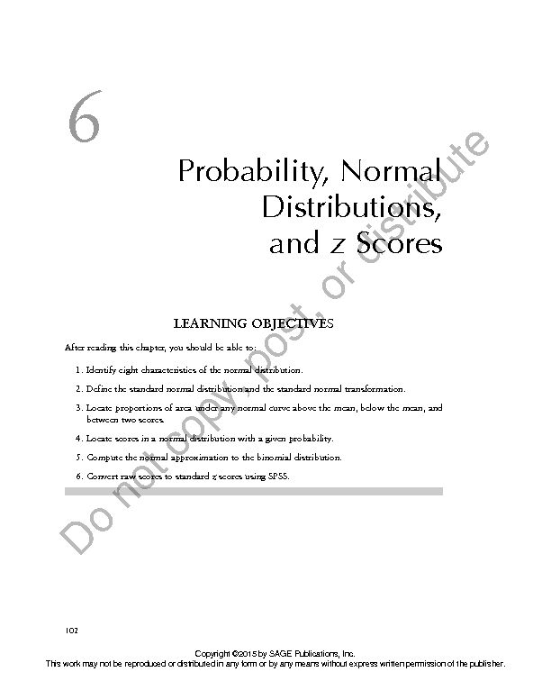 Probability, Normal Distributions, and z Scores - Sage Publications