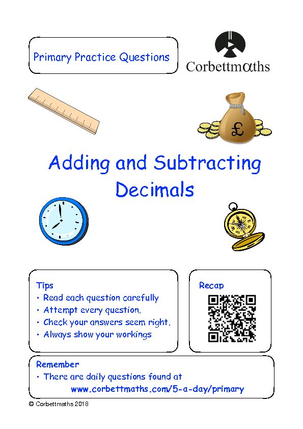 [PDF] Adding and Subtracting Decimals - Corbettmaths Primary