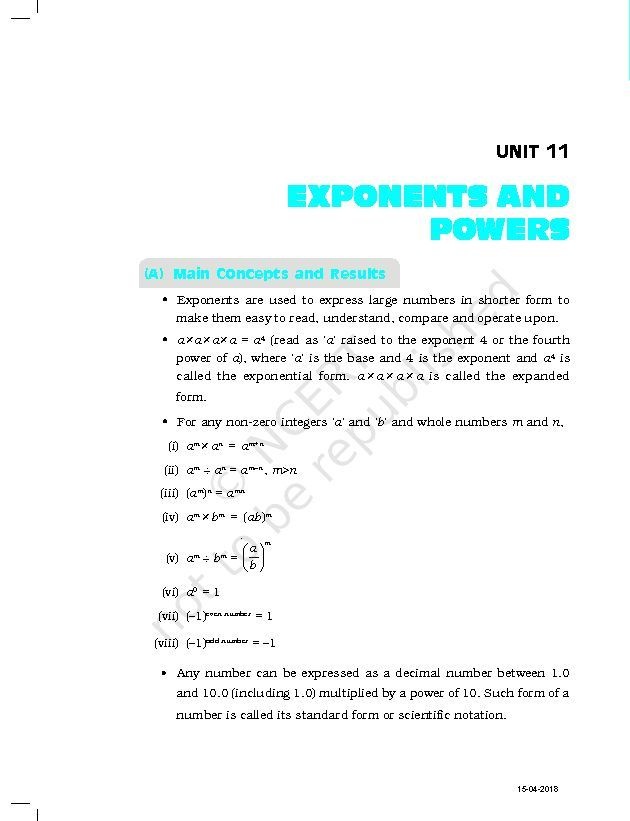 [PDF] Unit-11 Exponents and Powerspmd - NCERT