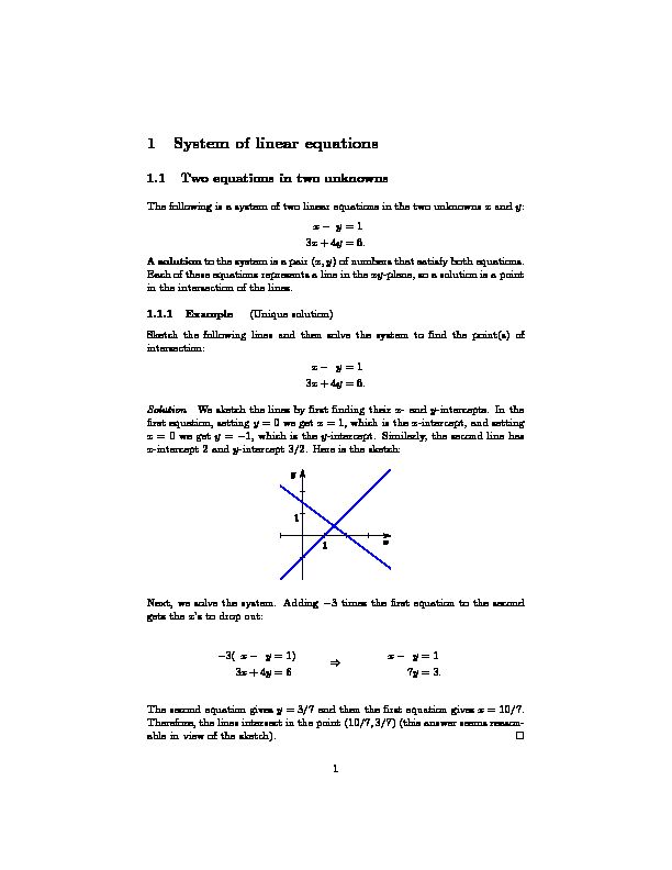 1 System of linear equations