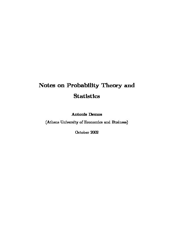 [PDF] Notes on Probability Theory and Statistics