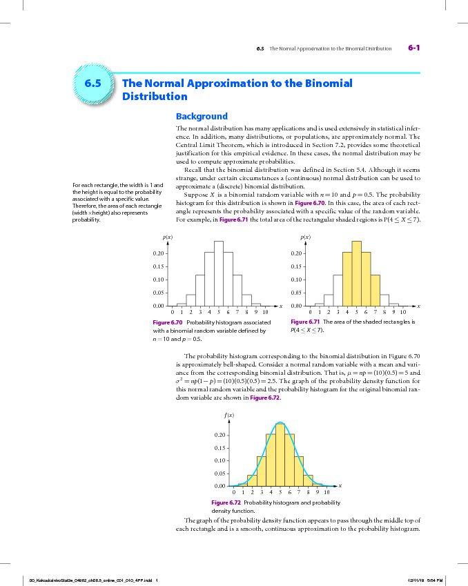 [PDF] 65 The Normal Approximation to the Binomial Distribution