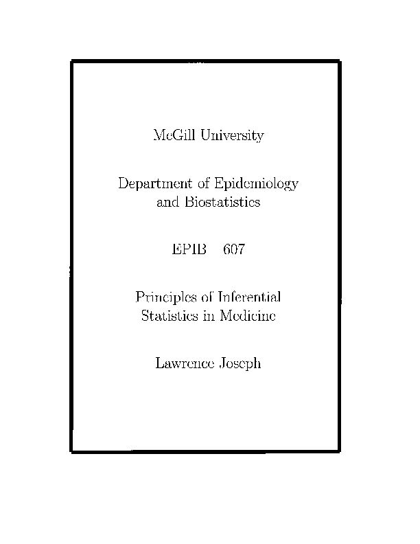 [PDF] Department of Epidemiology and Biostatistics - McGill University
