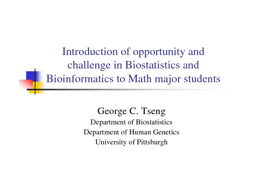 [PDF] Introduction of opportunity and challenge in Biostatistics and