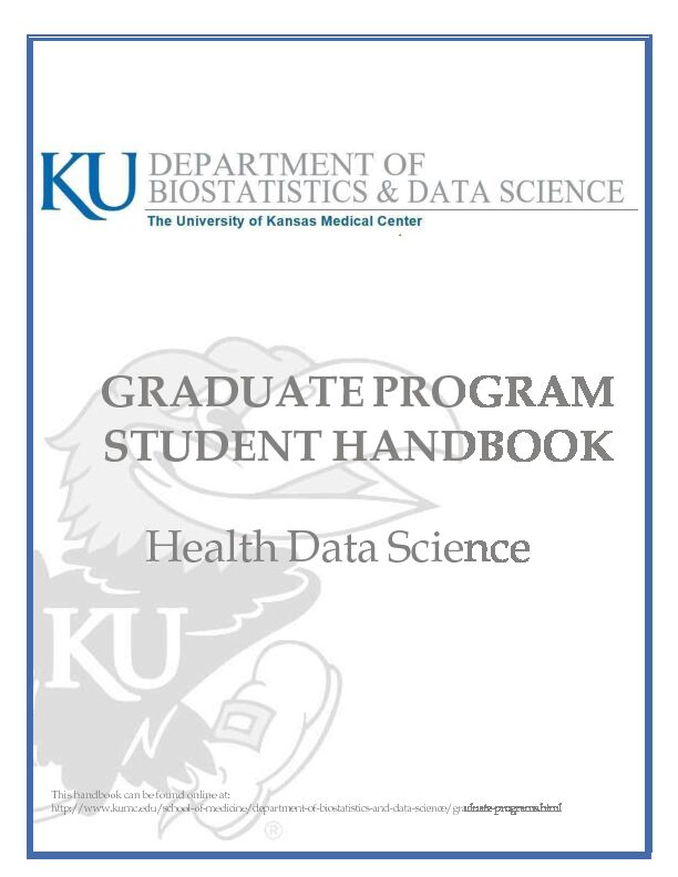 [PDF] GRADUATE PROGRAM STUDENT HANDBOOK Health Data Science