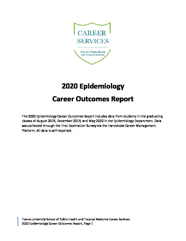 [PDF] 2020 Epidemiology Career Outcomes Report