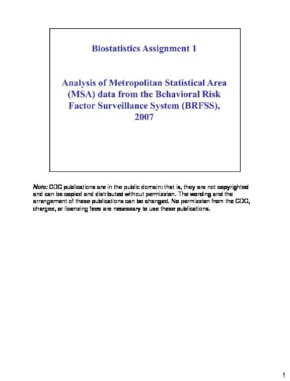 [PDF] Biostatistics Assignment 1 - PowerPoint Slides