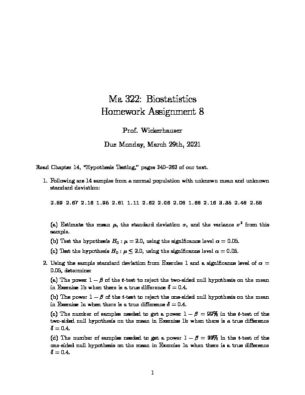[PDF] Ma 322: Biostatistics Homework Assignment 8 - WUSTL Math