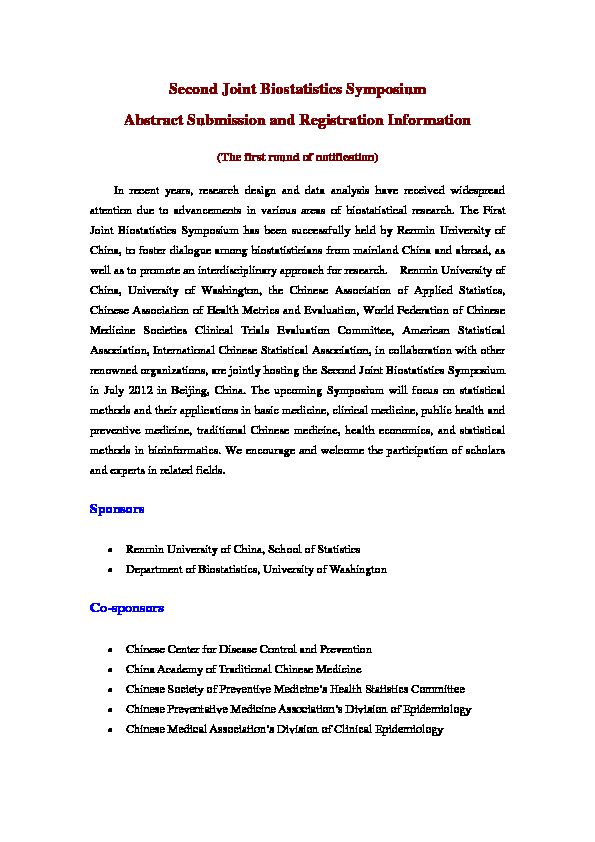 [PDF] Second Joint Biostatistics Symposium - WordPresscom