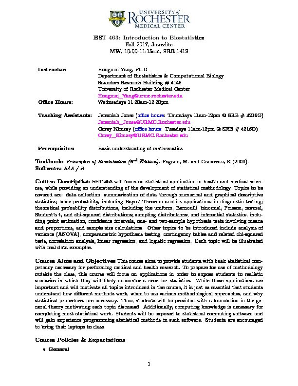 [PDF] BST 463 - URMC - University of Rochester