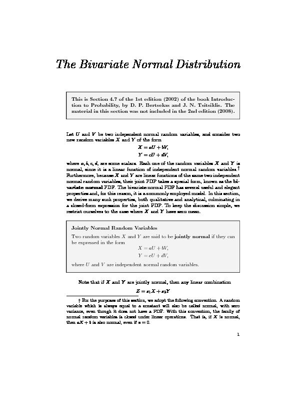[PDF] The Bivariate Normal Distribution