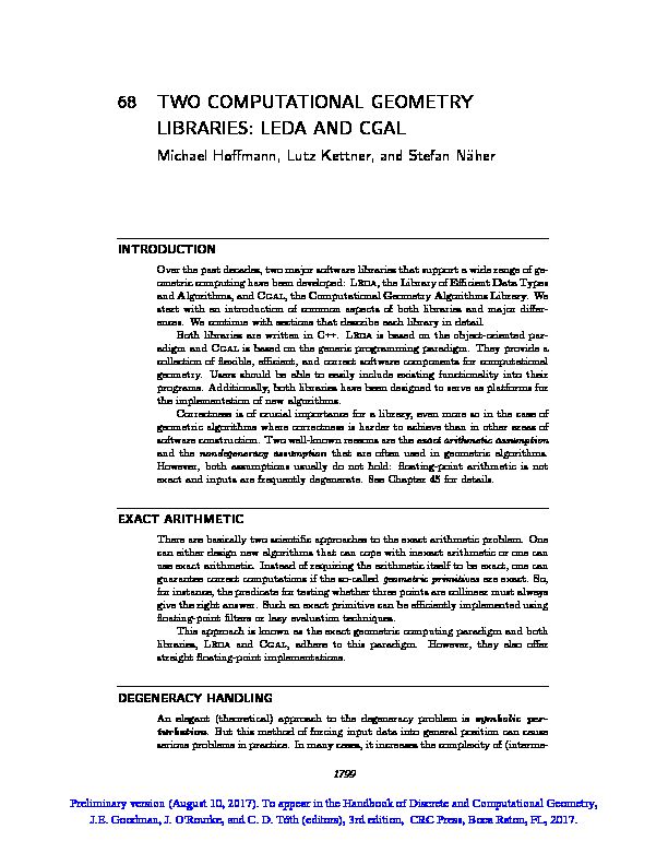 [PDF] 68 TWO COMPUTATIONAL GEOMETRY LIBRARIES: LEDA  - CSUN