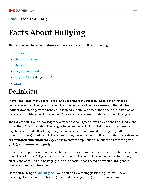 Facts About Bullying - AWS