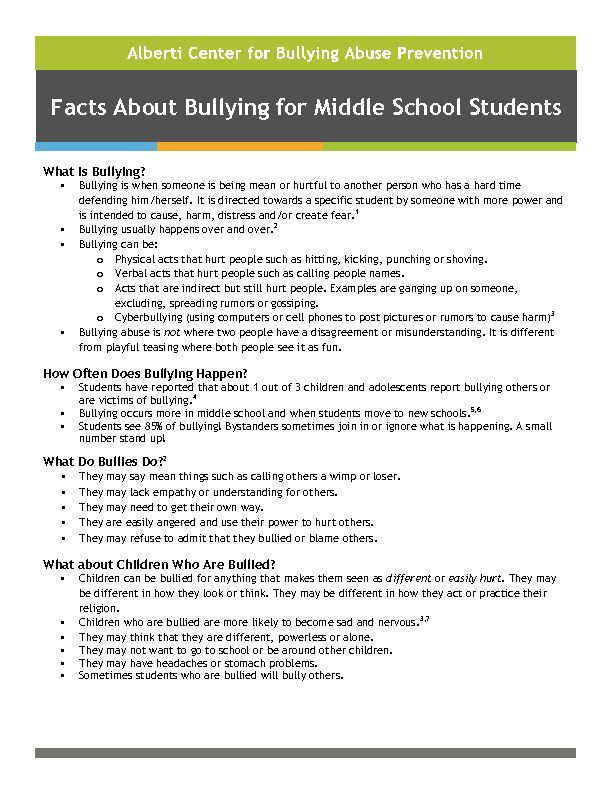 Facts About Bullying for Middle School Students