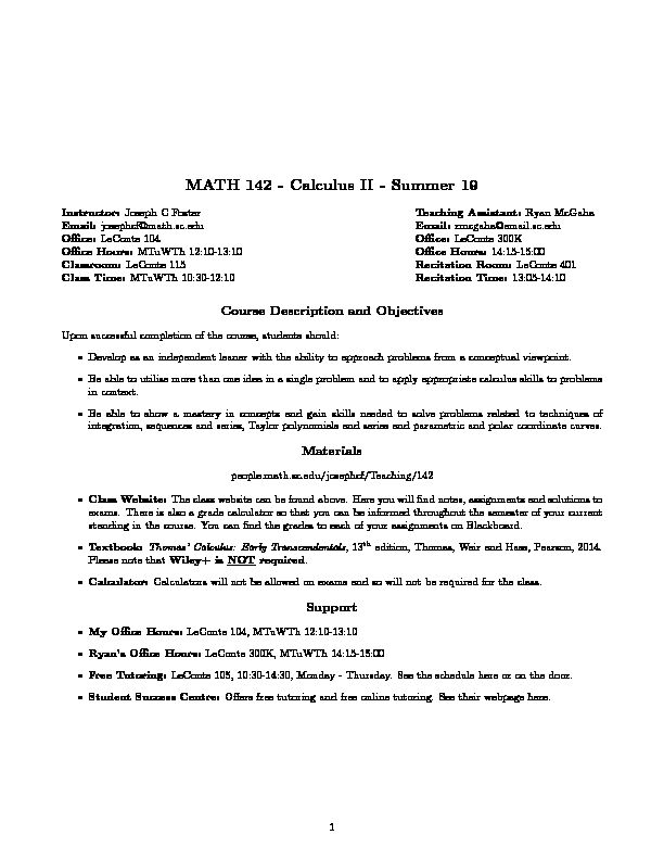 [PDF] MATH 142 - Calculus II - Summer 19