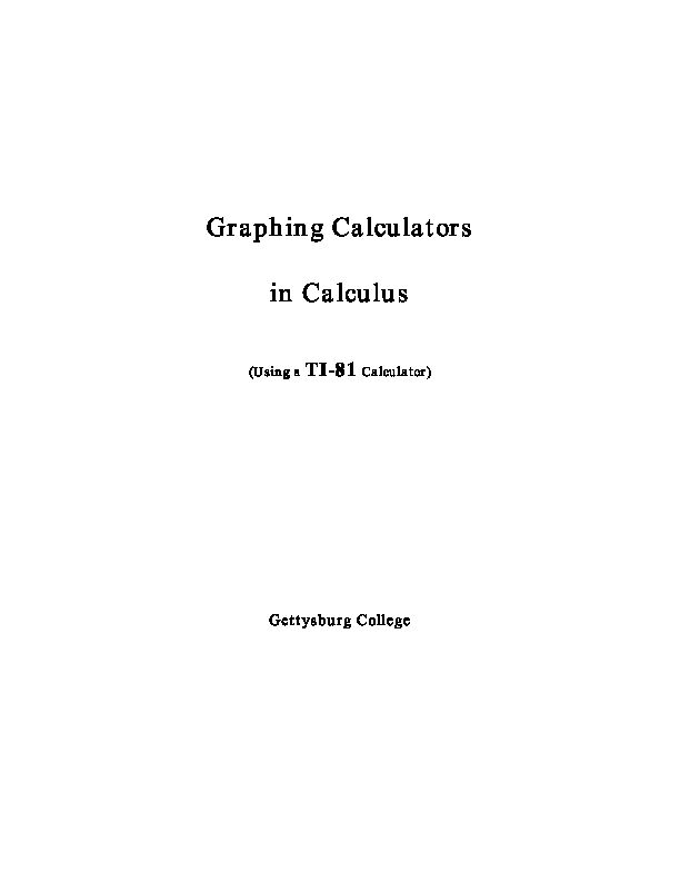 [PDF] Graphing Calculators in Calculus - Gettysburg College