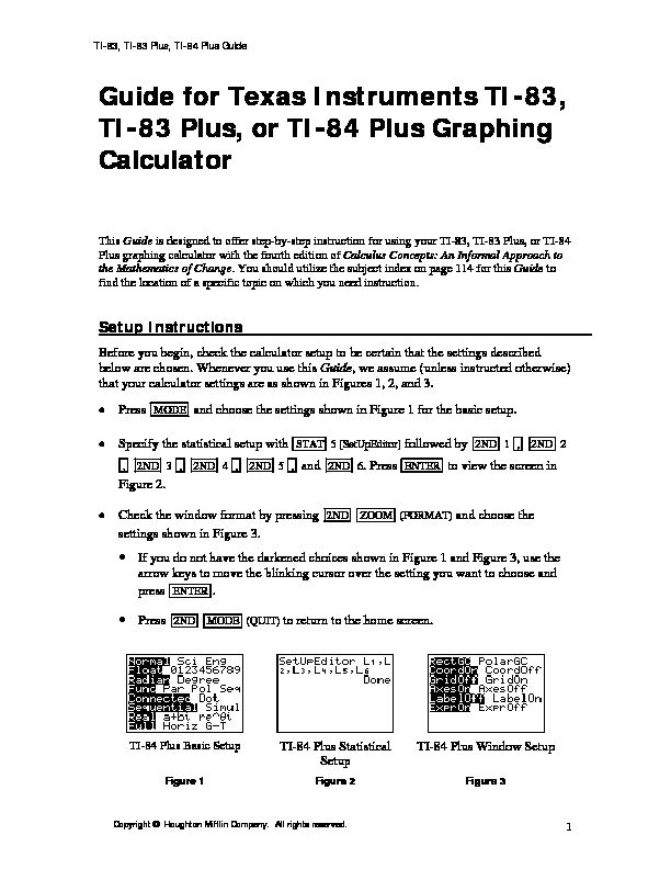 [PDF] Guide for Texas Instruments TI-83, TI-83 Plus, or TI-84  - Cengage