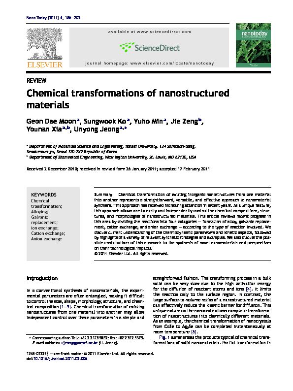 [PDF] Chemical transformations of nanostructured materials