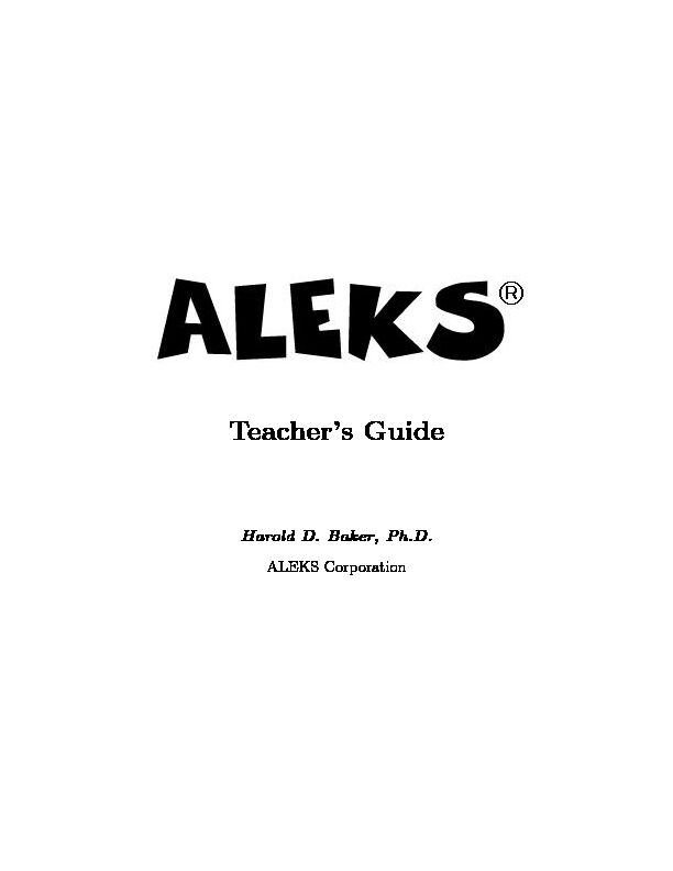[PDF] Teachers Guide - ALEKS
