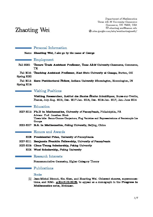 [PDF] Zhaoting Wei – - Texas A&M University-Commerce