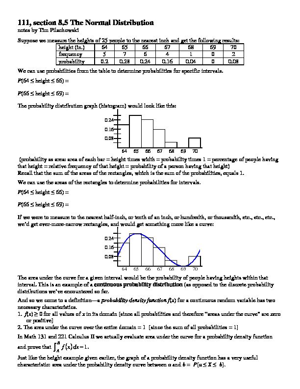 [PDF] 111, section 85 The Normal Distribution ( ) - UMD MATH