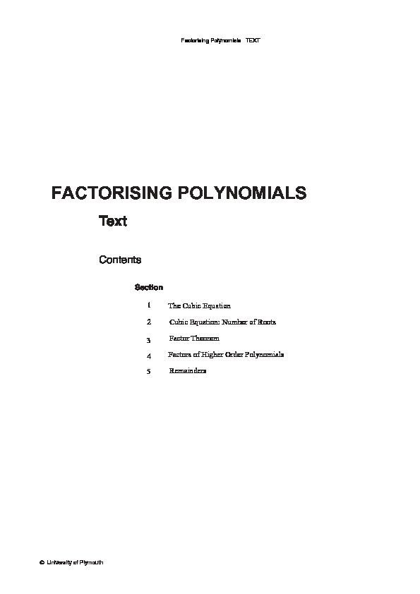 FACTORISING POLYNOMIALS - Maths Figured Out