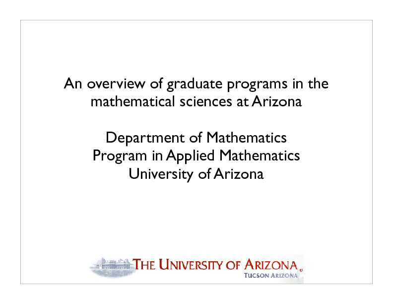 [PDF] An overview of graduate programs in the mathematical sciences at