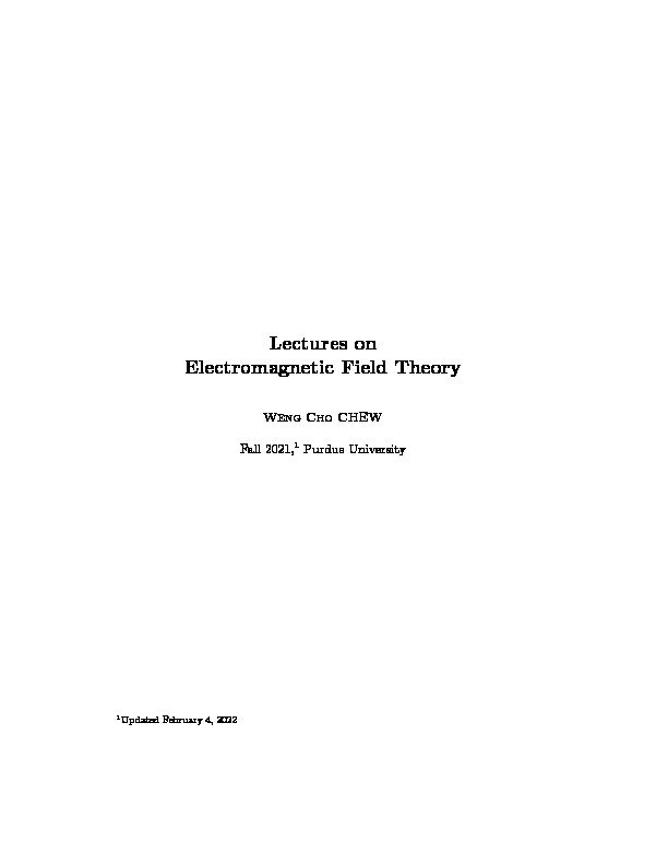 [PDF] Lectures on Electromagnetic Field Theory - Purdue Engineering