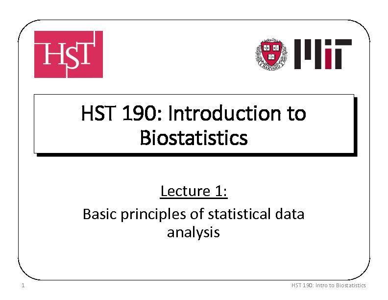 [PDF] HST 190: Introduction to Biostatistics