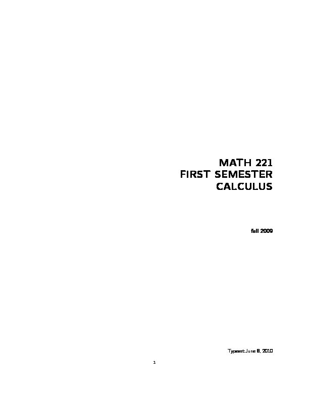 [PDF] MATH 221 FIRST SEMESTER CALCULUS