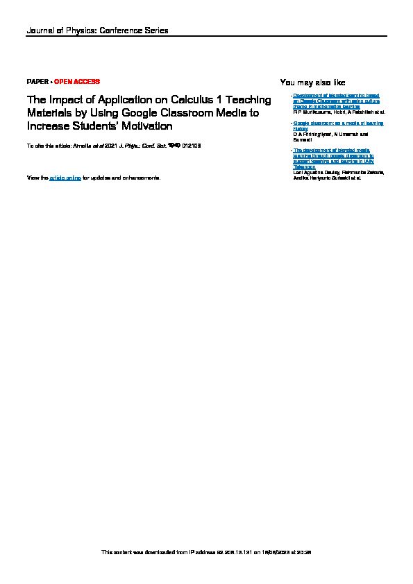 The Impact of Application on Calculus 1 Teaching Materials by