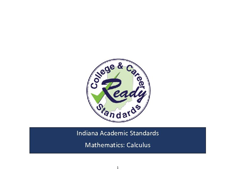 Indiana Academic Standards Mathematics: Calculus